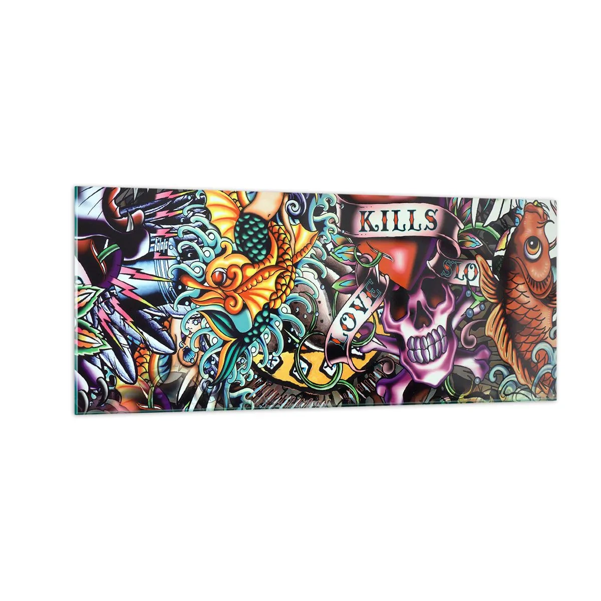 Schilderen op glas - De droom van de tatoeëerder - 100x40 cm