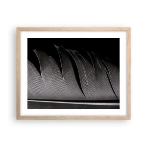 Een poster in een licht eiken lijst - Een veer - prachtig ontwerp - 50x40 cm