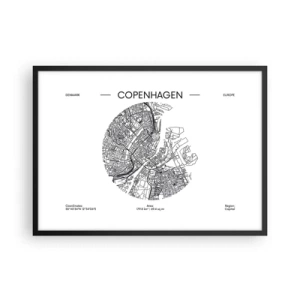 Poster in een zwarte lijst - Anatomie van Kopenhagen - 70x50 cm