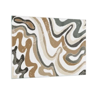 Schilderen op glas - Abstract patroon in aardse kleuren - 70x50cm - Meanders van aardekleuren - Moderne wanddecoratie voor woonkamer en slaapkamer ARTTOR