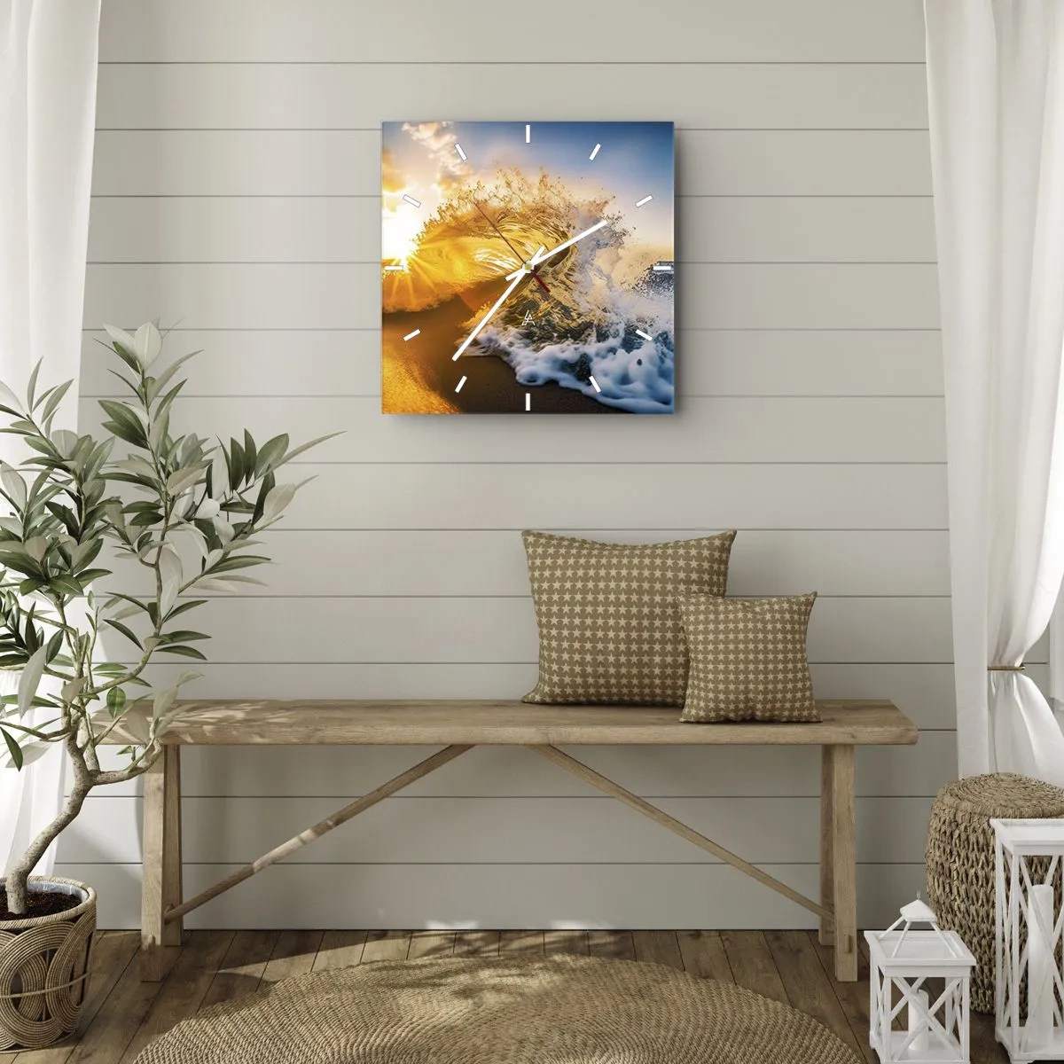 Wandklok - Klok - Plezier in het zand - 40x40 cm