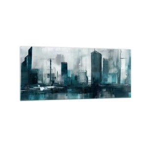 Schilderen op glas - Een stad in de kleur van regen - 120x50 cm