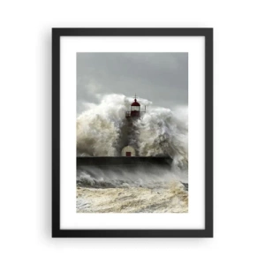 Poster in een zwarte lijst - De woede van de oceaan - 30x40 cm