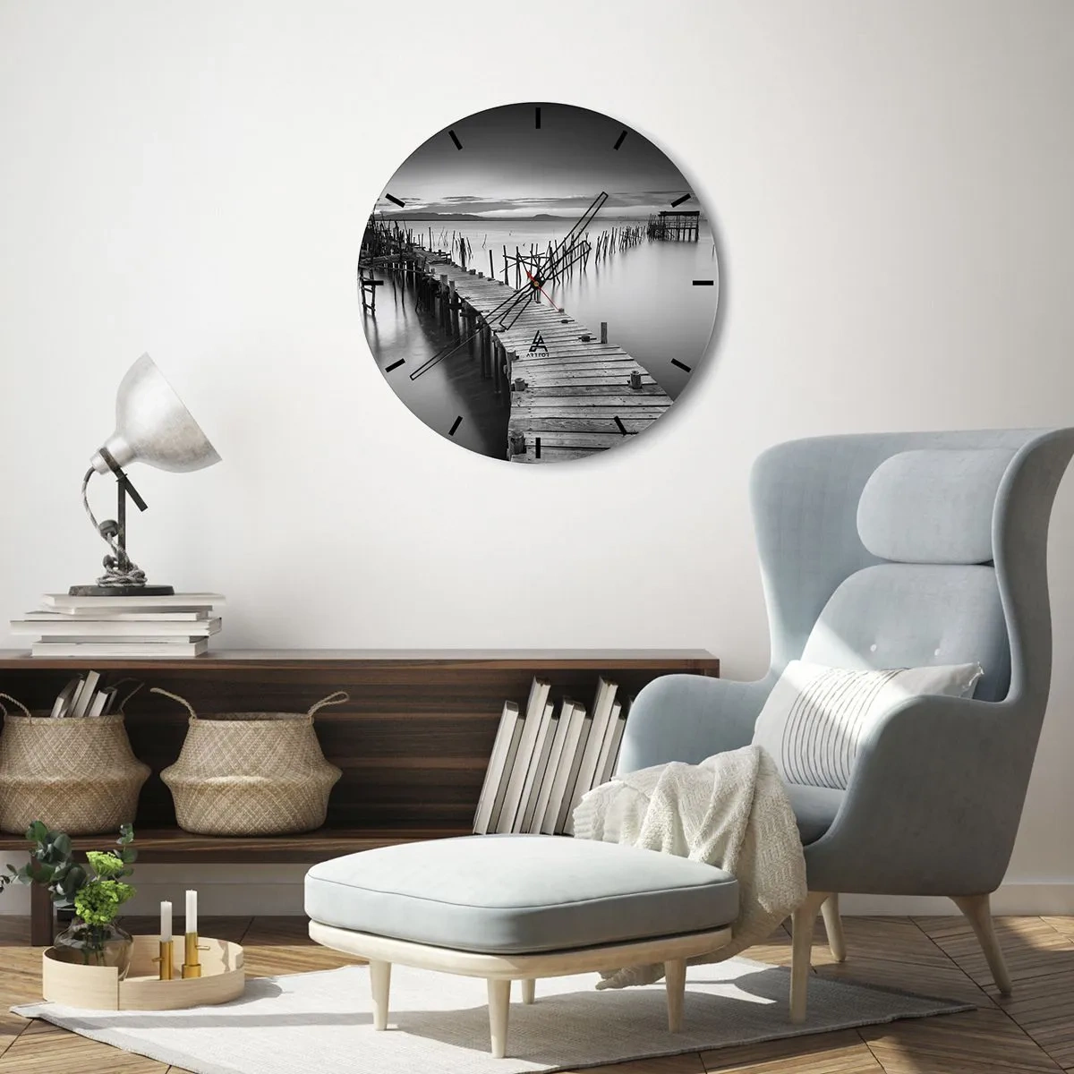 Wandklok - Klok - De rust van een vergeten kust - 30x30 cm