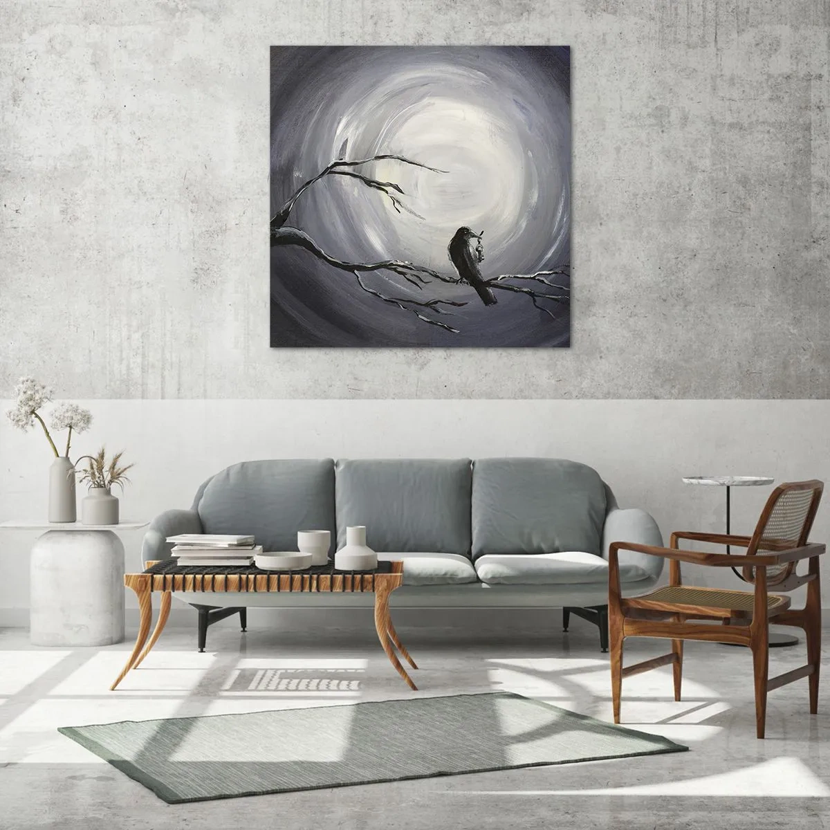 Schilderen op glas - De sleutel tot het mysterie van de nacht - 50x50 cm