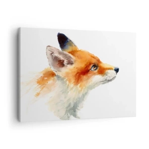 Schilderen op canvas - Rode vos in aquarelstijl op een witte achtergrond - 70x50cm - Je kunt nooit voorzichtig genoeg zijn - Moderne wanddecoratie voor woonkamer en slaapkamer ARTTOR