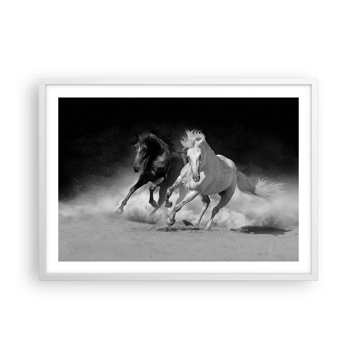 Poster in een witte lijst - Vrijheidsgalop - 70x50 cm