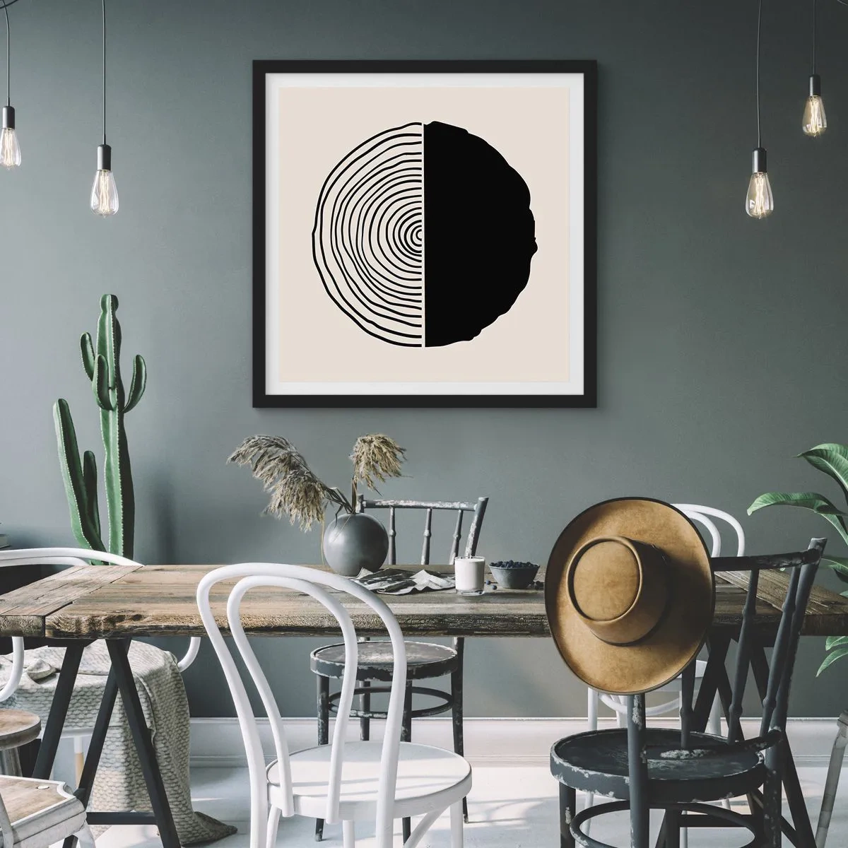 Poster in een zwarte lijst - Half om half - 40x40 cm