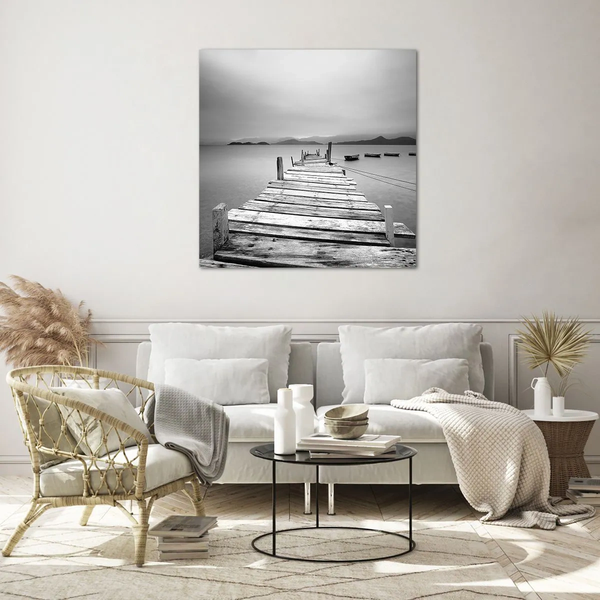 Schilderen op glas - Achter bergen en zeeën - 60x60 cm