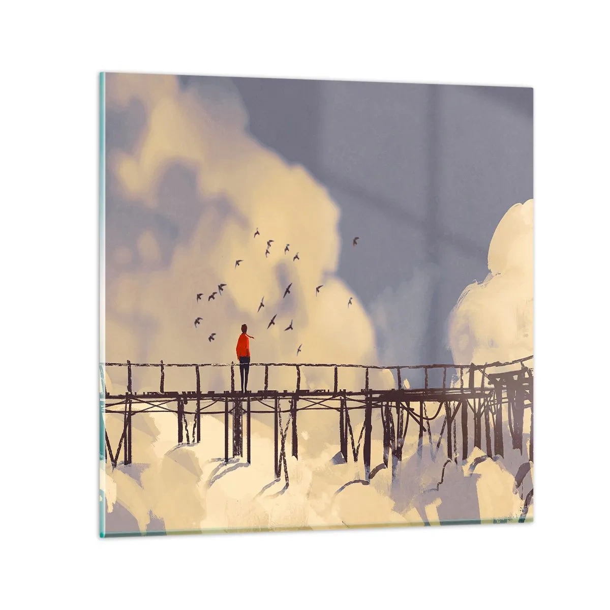 Schilderen op glas - Blauw verlangen - 70x70 cm