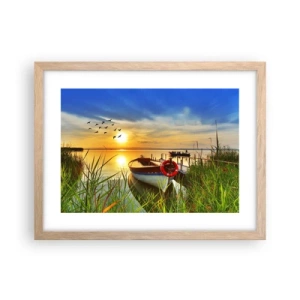 Een poster in een licht eiken lijst - De aalscholvers vliegen al weg - 40x30 cm