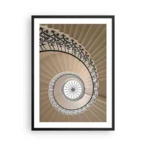 Poster in een zwarte lijst - Foto van een wenteltrap met een decoratieve balustrade - 50x70cm - Binnenin de schaal - Moderne wanddecoratie voor woonkamer en slaapkamer ARTTOR