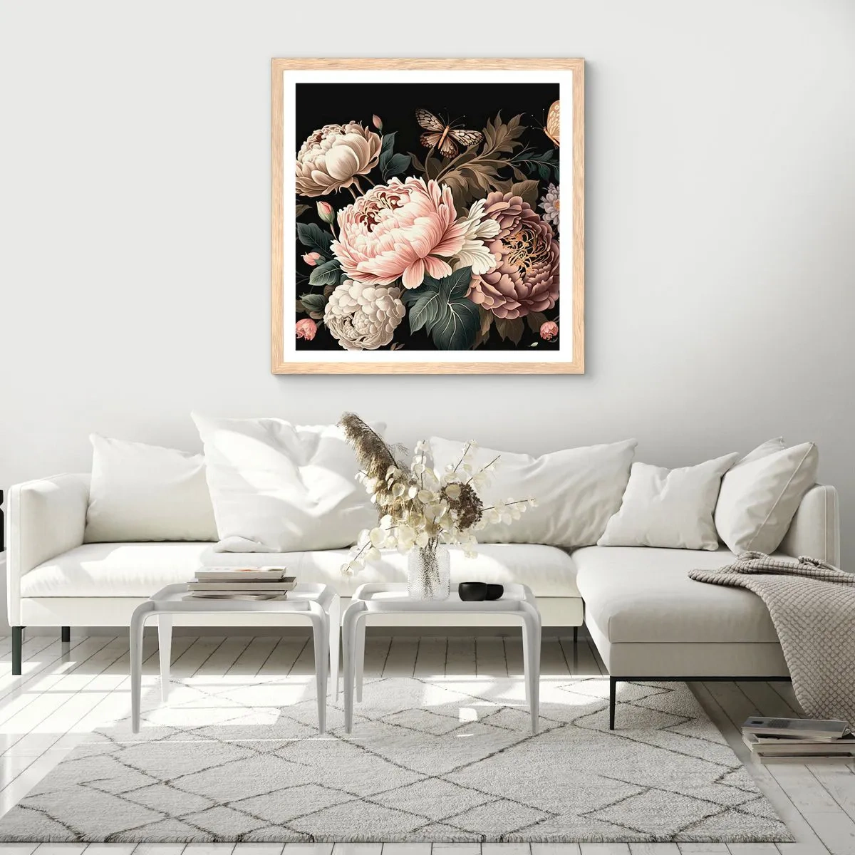Een poster in een licht eiken lijst - In barokstijl - 60x60 cm
