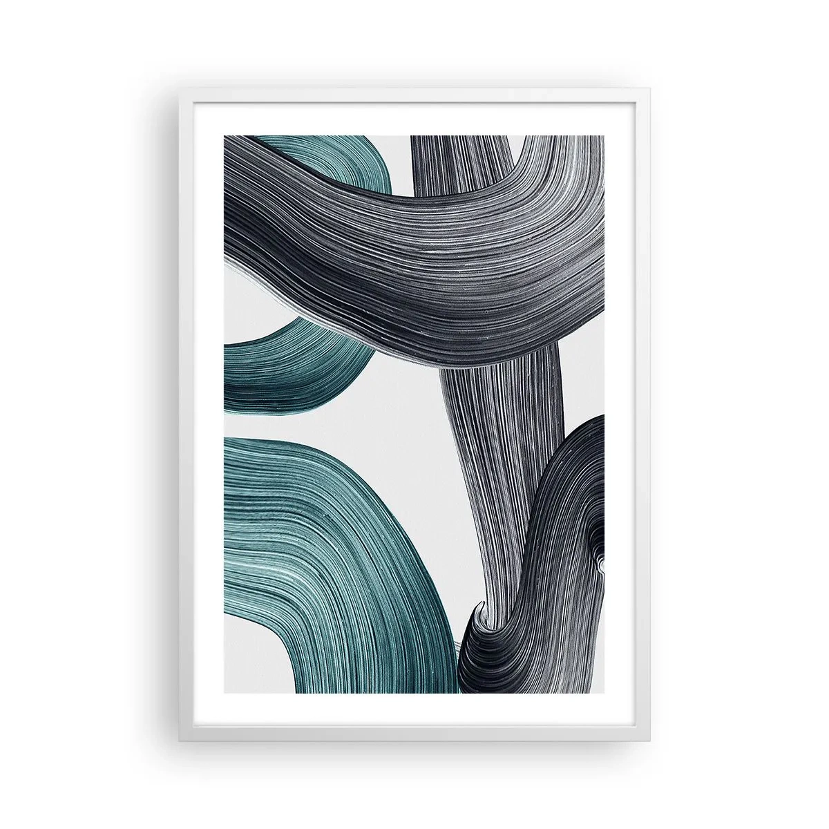 Poster in een witte lijst - Smaragdgroene en zwarte paden - 50x70 cm