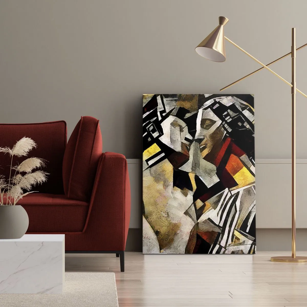 Schilderen op canvas - Een statige kus - 50x70 cm