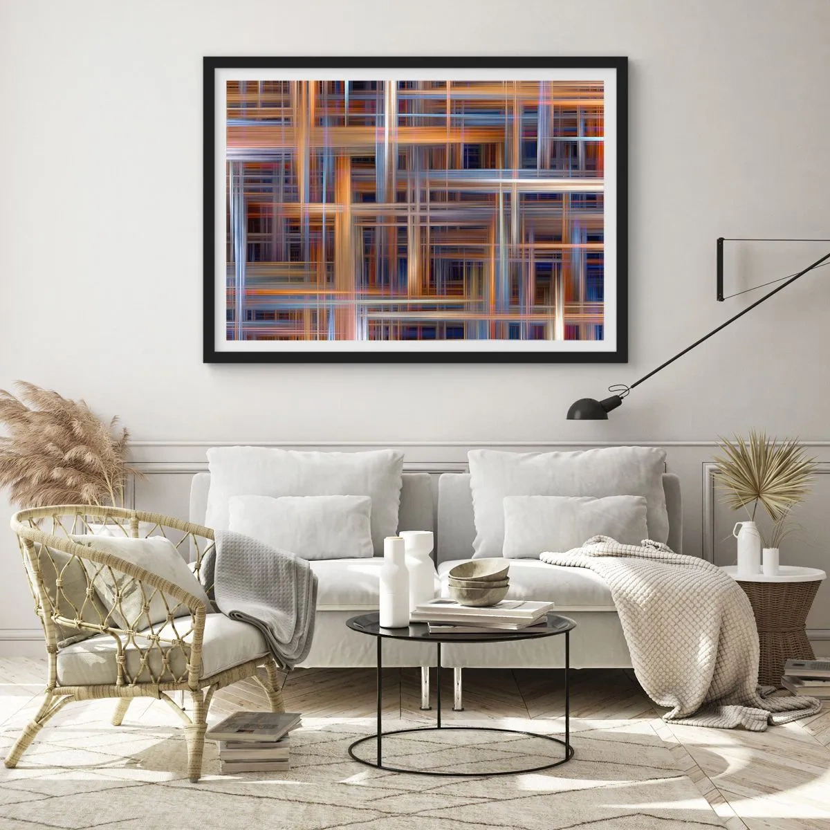 Poster in een zwarte lijst - Geweven van licht - 91x61 cm