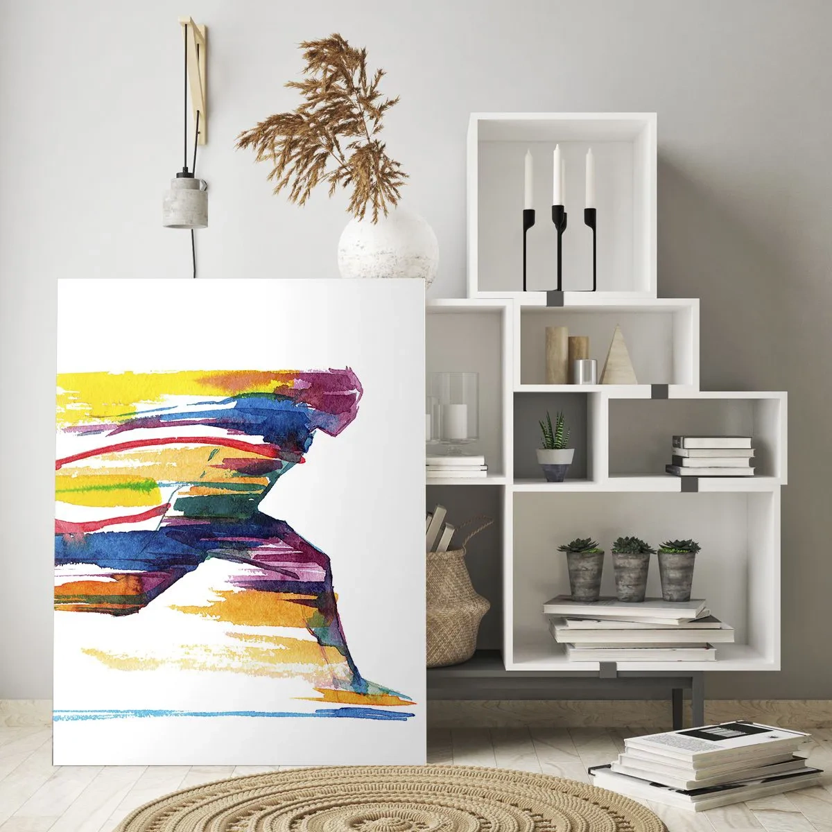Schilderen op glas - Rennend over de regenboog - 80x120 cm