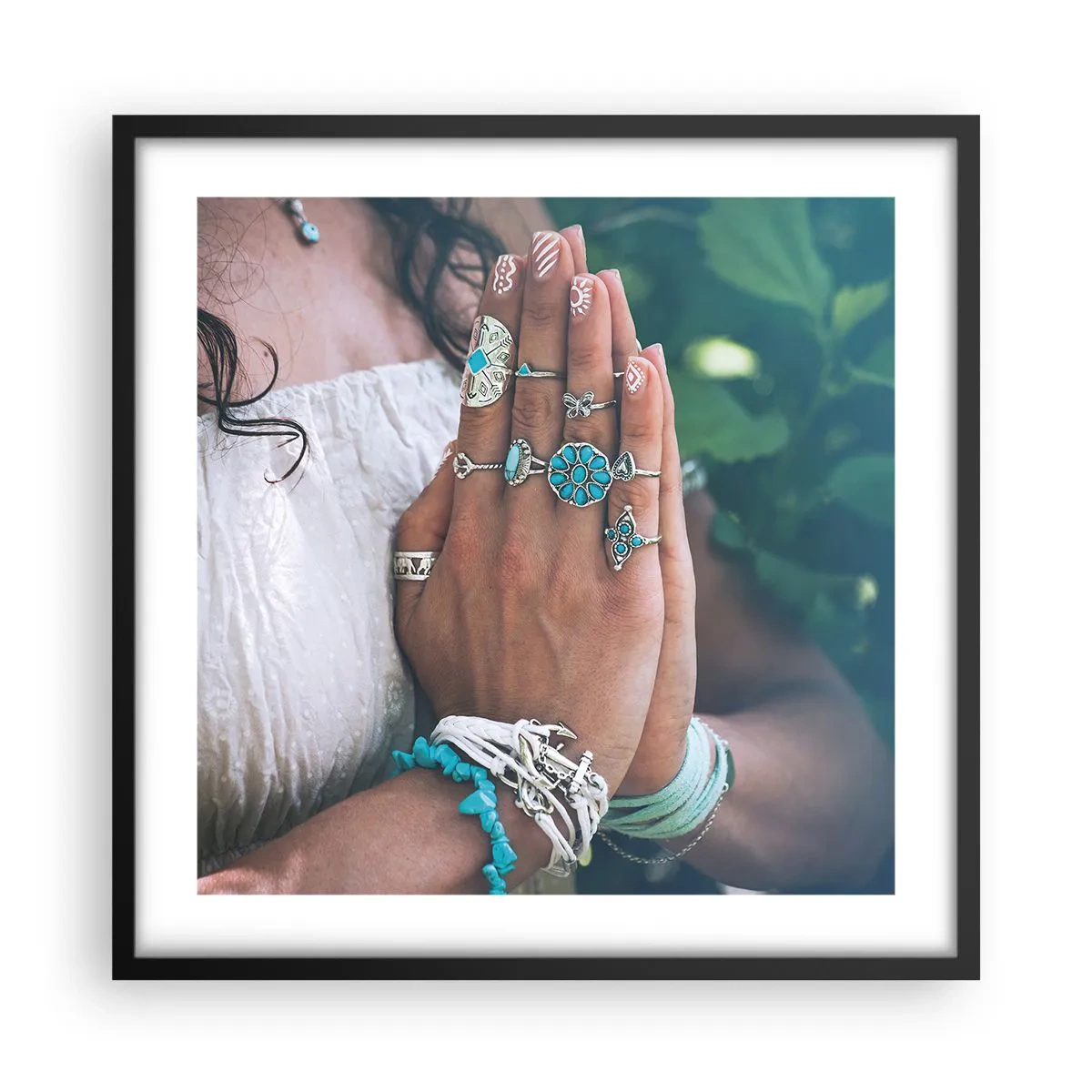 Poster in een zwarte lijst - Welkom in het centrum van het zijn - 50x50 cm