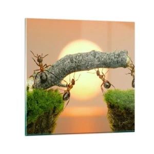 Schilderen op glas - Gelukkig samenwerken - 70x70 cm