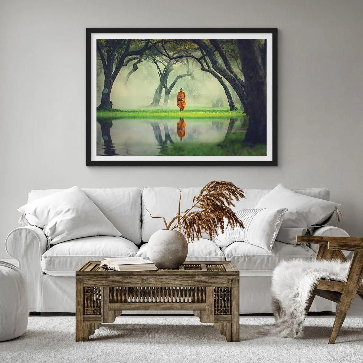 Poster in een zwarte lijst - Op weg naar verlichting - 70x50 cm