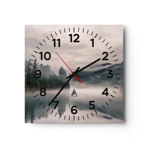 Wandklok - Klok - In reflectie, in de mist - 40x40 cm