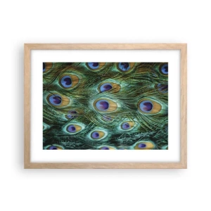 Een poster in een licht eiken lijst - Een pauwenooglook - 40x30 cm