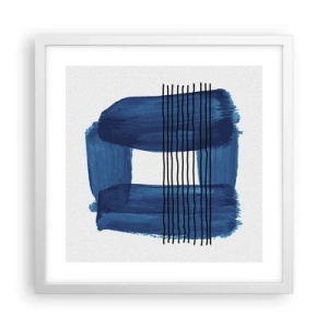 Poster in een witte lijst - Blauwe en zwarte compositie - 40x40 cm