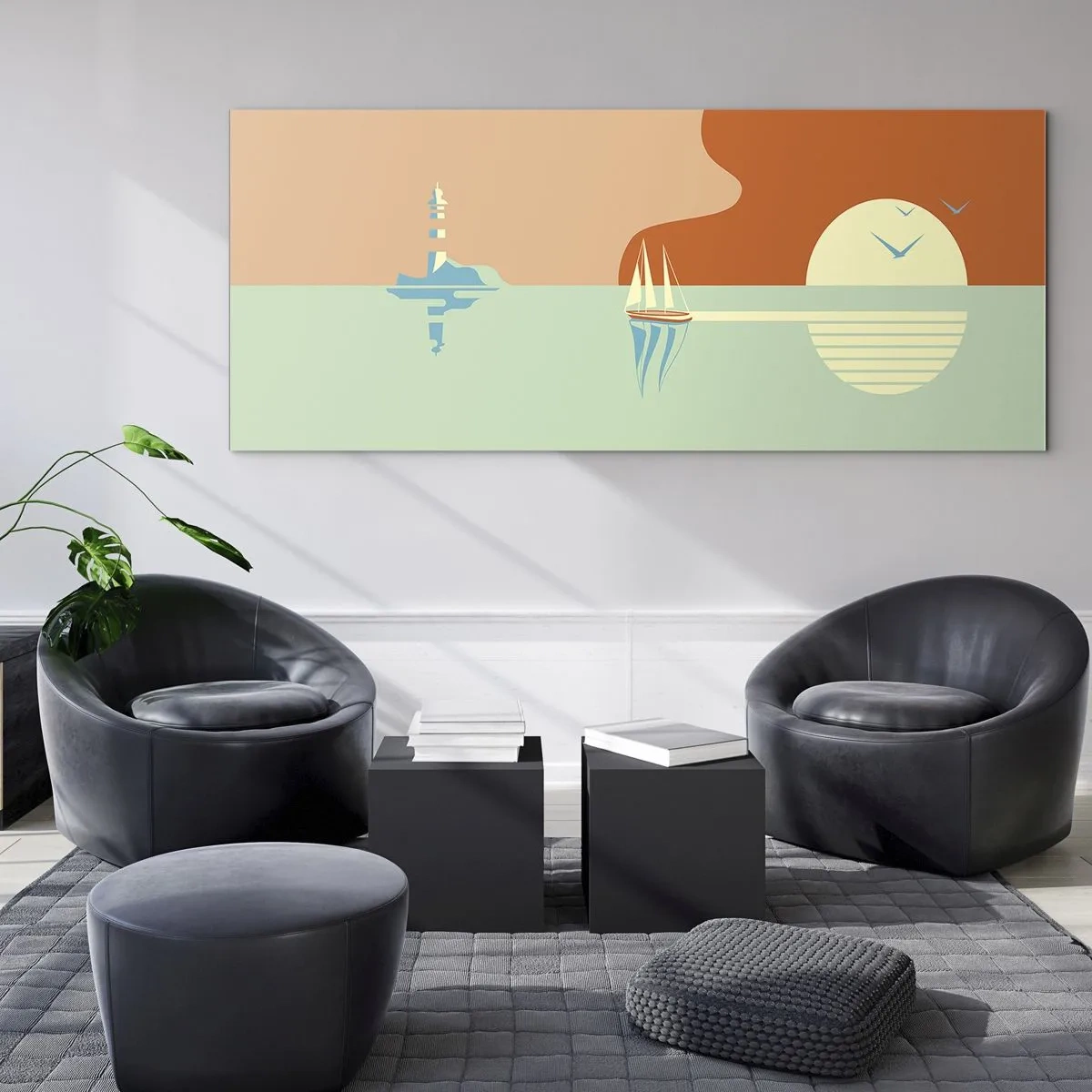 Schilderen op glas - Het perfecte zeelandschap - 120x50 cm