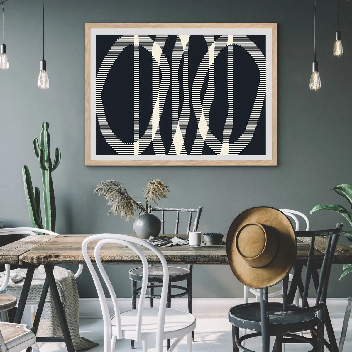 Een poster in een licht eiken lijst - Een poging om de duisternis te doorbreken - 70x50 cm