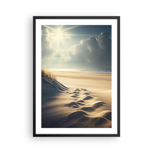 Poster in een zwarte lijst - Gouden duinen op het strand bij zonsondergang - 50x70cm - Een rustgevend landschap - Moderne wanddecoratie voor woonkamer en slaapkamer ARTTOR