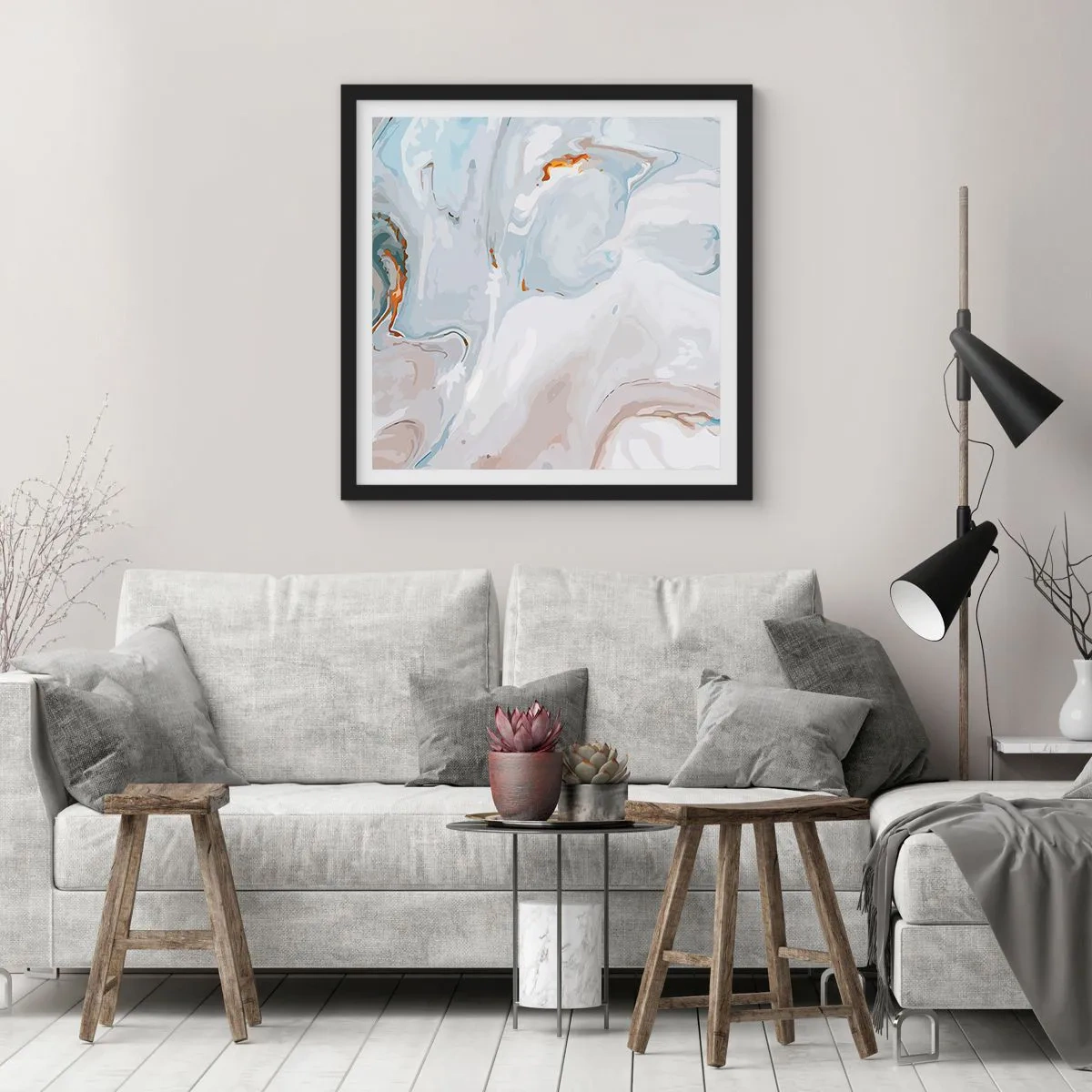 Poster in een zwarte lijst - Het wit is verheven - 30x30 cm