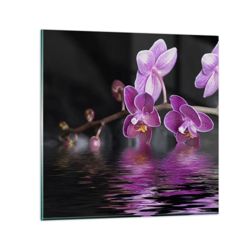 Schilderen op glas - Lila weerspiegeling van schoonheid - 50x50 cm