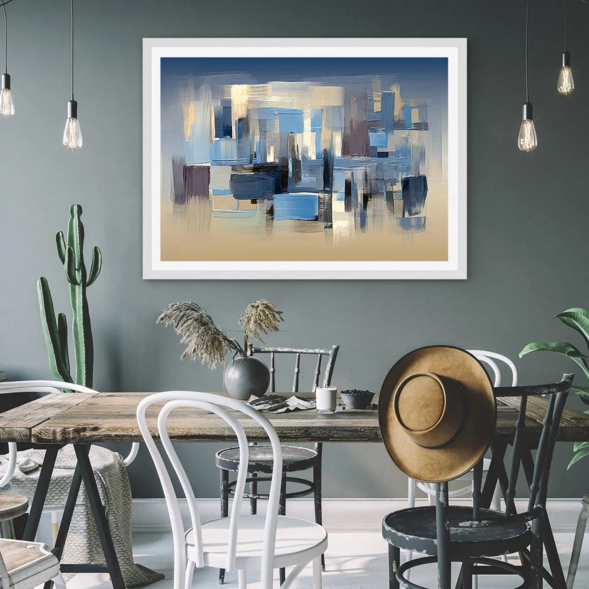 Poster in een witte lijst - Blauwe constructie - 70x50 cm