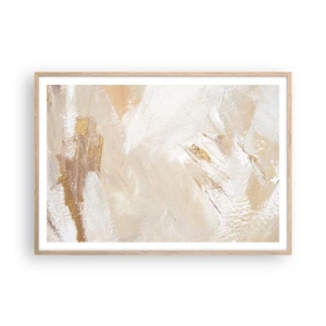 Een poster in een licht eiken lijst - Pastelkleurige compositie - 100x70 cm