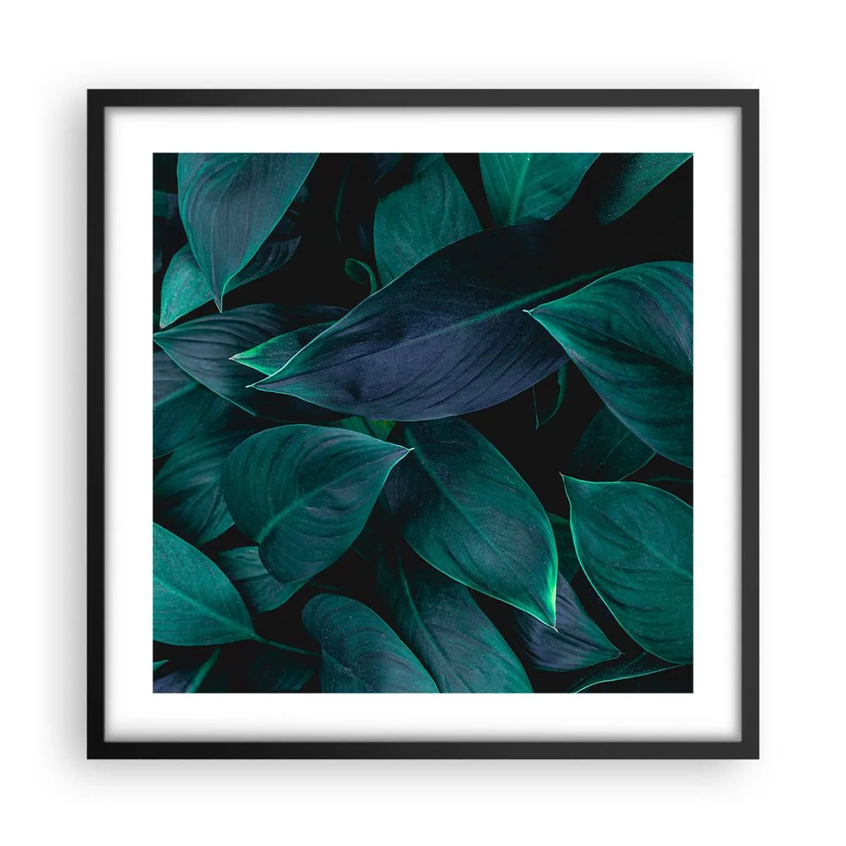 Poster in een zwarte lijst - Groen op zichzelf - 50x50 cm