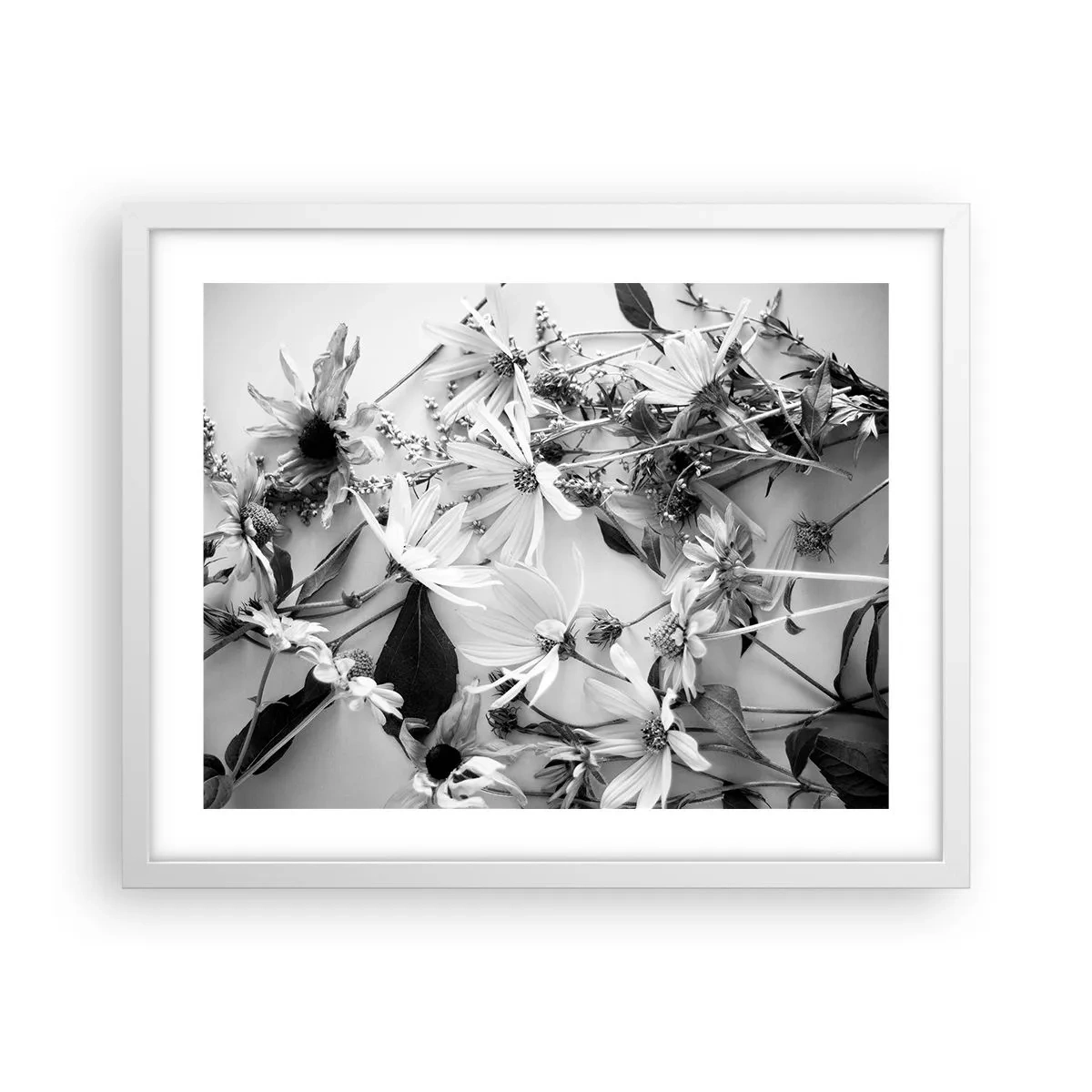 Poster in een witte lijst - Niet-boeket bloemen - 50x40 cm