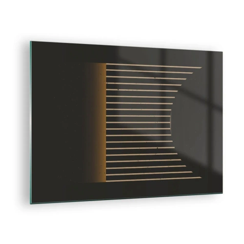 Schilderen op glas - Een minimalistische compositie met lijnen in het donker - 70x50cm - Verken de duisternis - Moderne wanddecoratie voor woonkamer en slaapkamer ARTTOR