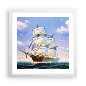 Poster in een witte lijst - Trots met de wind - 40x40 cm