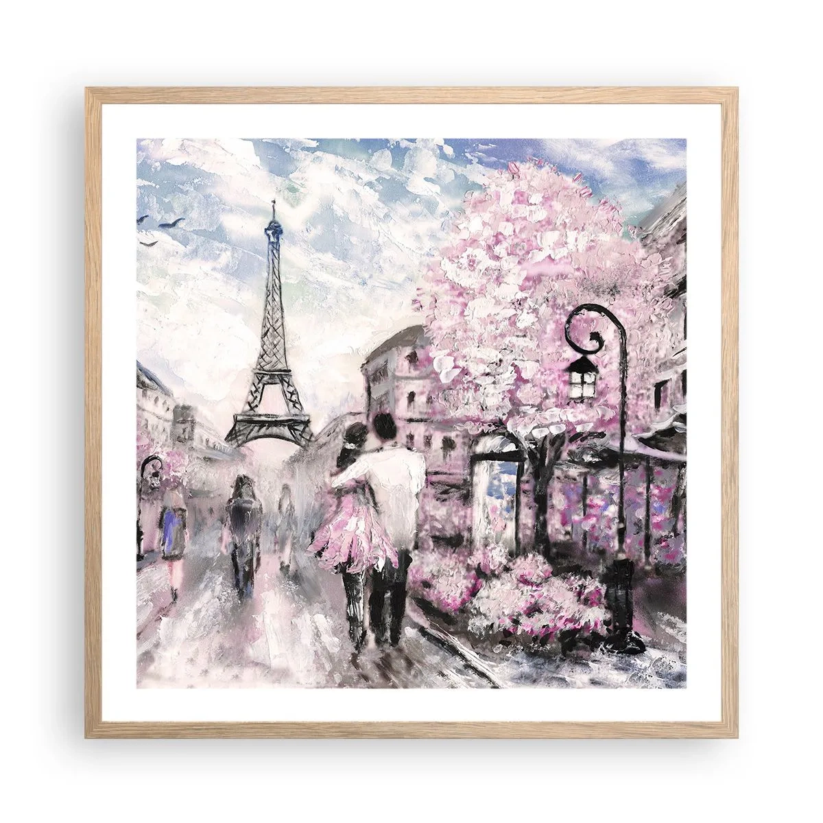 Een poster in een licht eiken lijst - Hoe verliefd te worden is alleen in ... - 60x60 cm