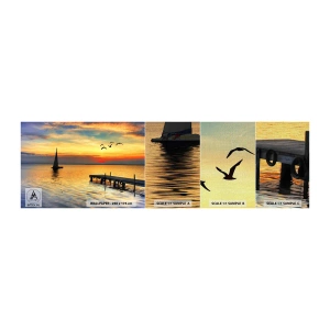 Fotobehang Monster Premium Canvas - De avonden keren terug - Landschap, Zeilboot, Zonsondergang - 100x30 cm