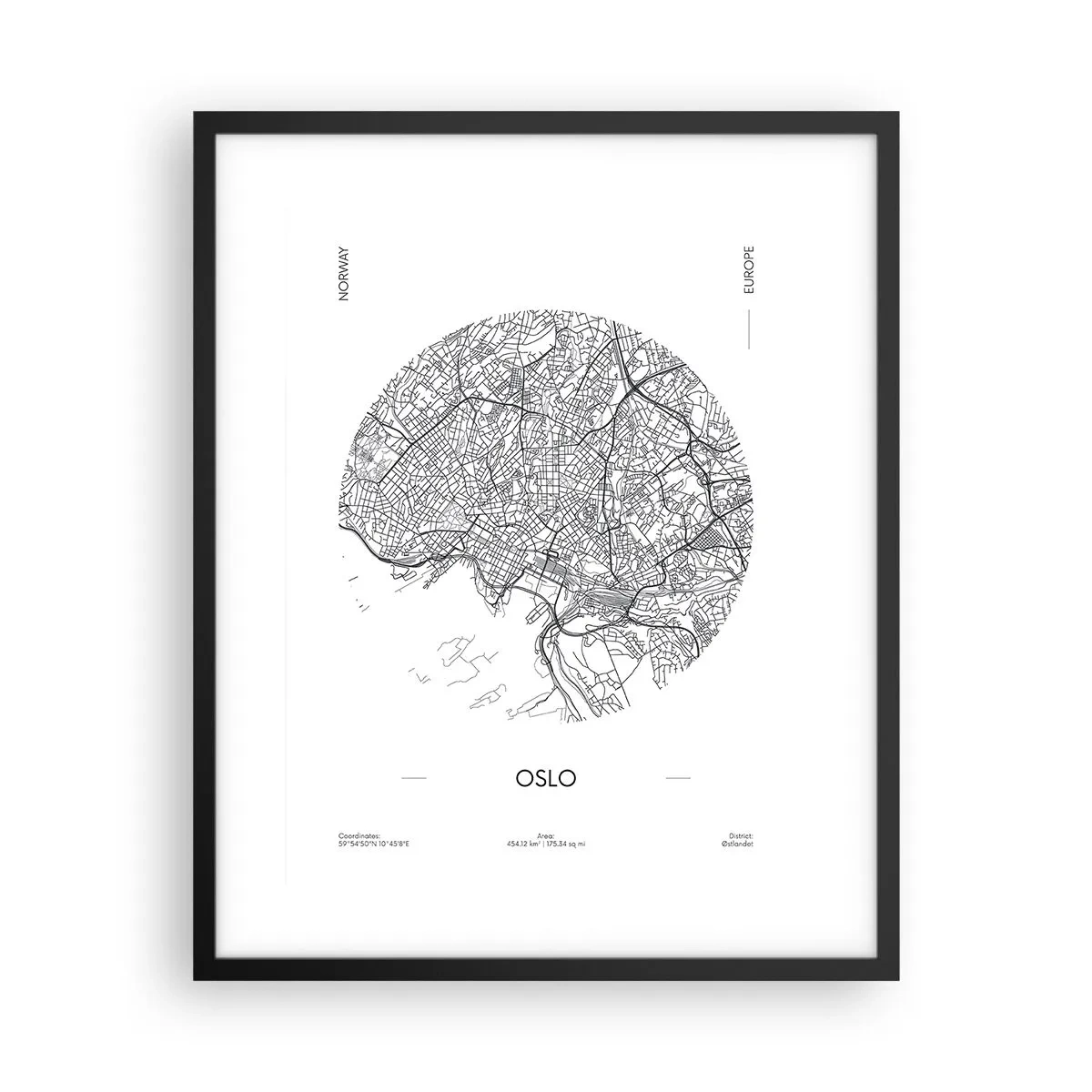 Poster in een zwarte lijst - Anatomie van Oslo - 40x50 cm