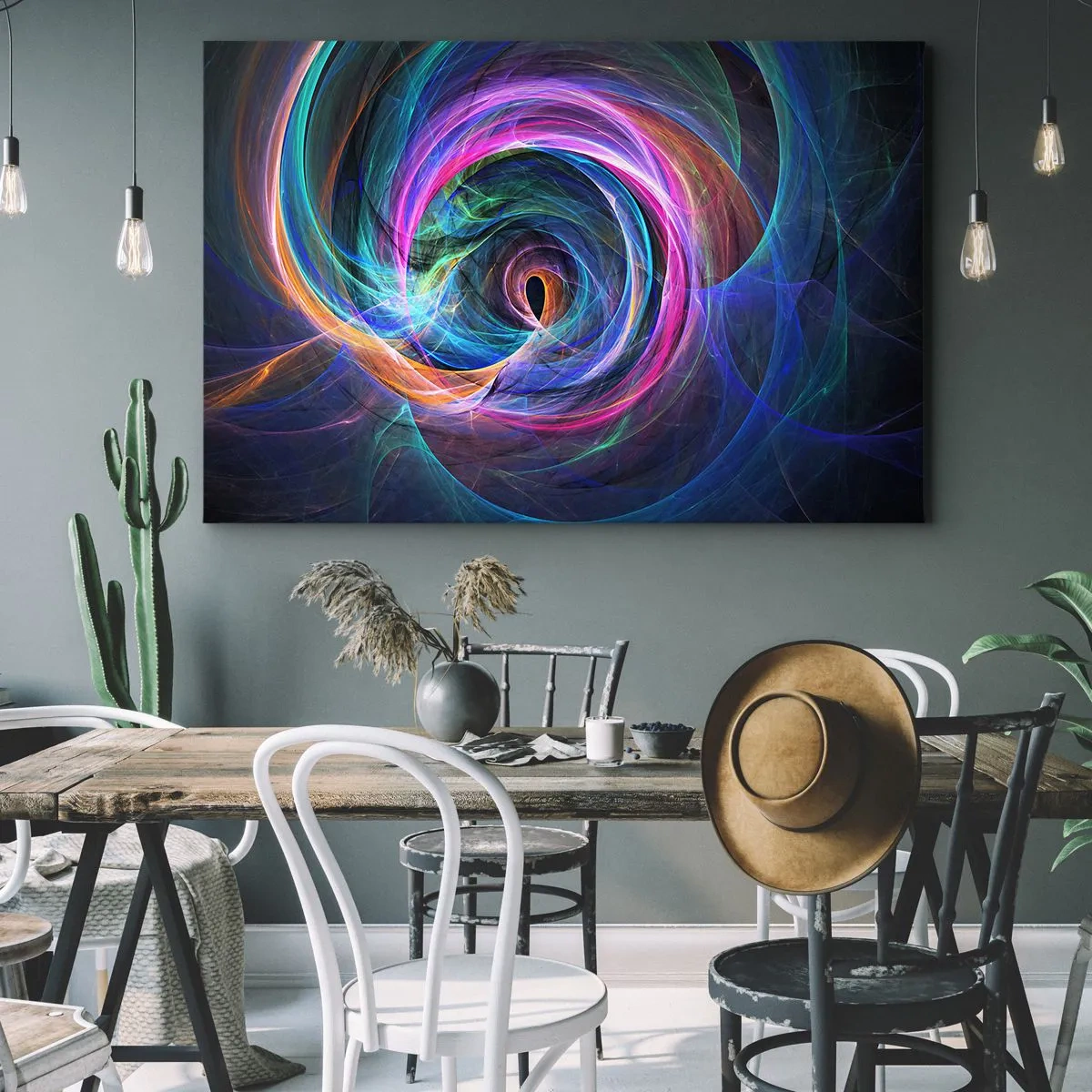 Schilderen op canvas - Een abstracte werveling van kleuren in tinten paars, roze en blauw. - 70x50cm - Waar breng je me heen? - Moderne wanddecoratie voor woonkamer en slaapkamer ARTTOR