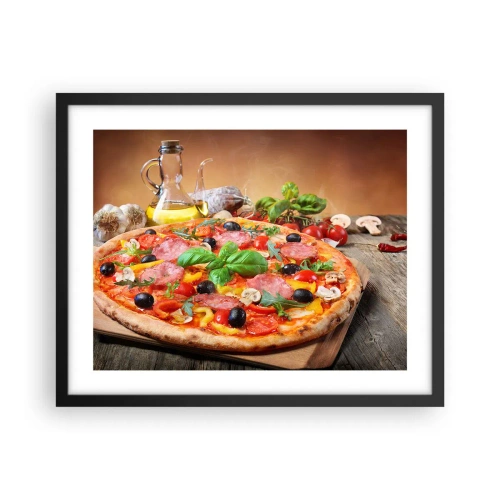 Poster in een zwarte lijst - Met echte Italiaanse smaak - 50x40 cm
