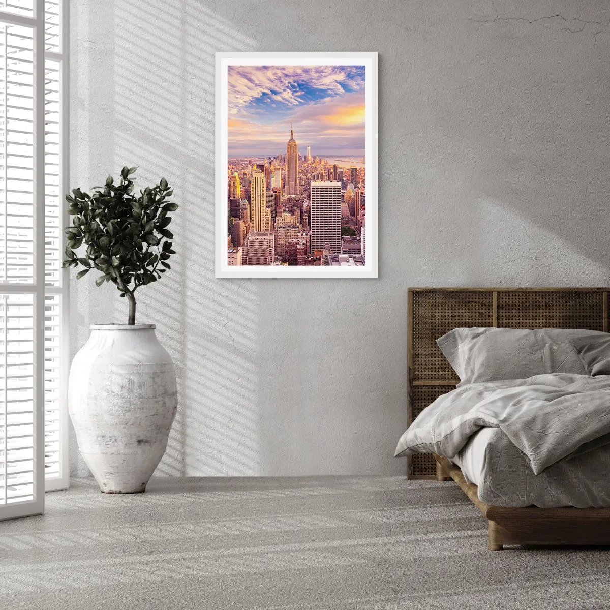 Poster in een witte lijst - Reik alleen naar de wolken - 70x100 cm