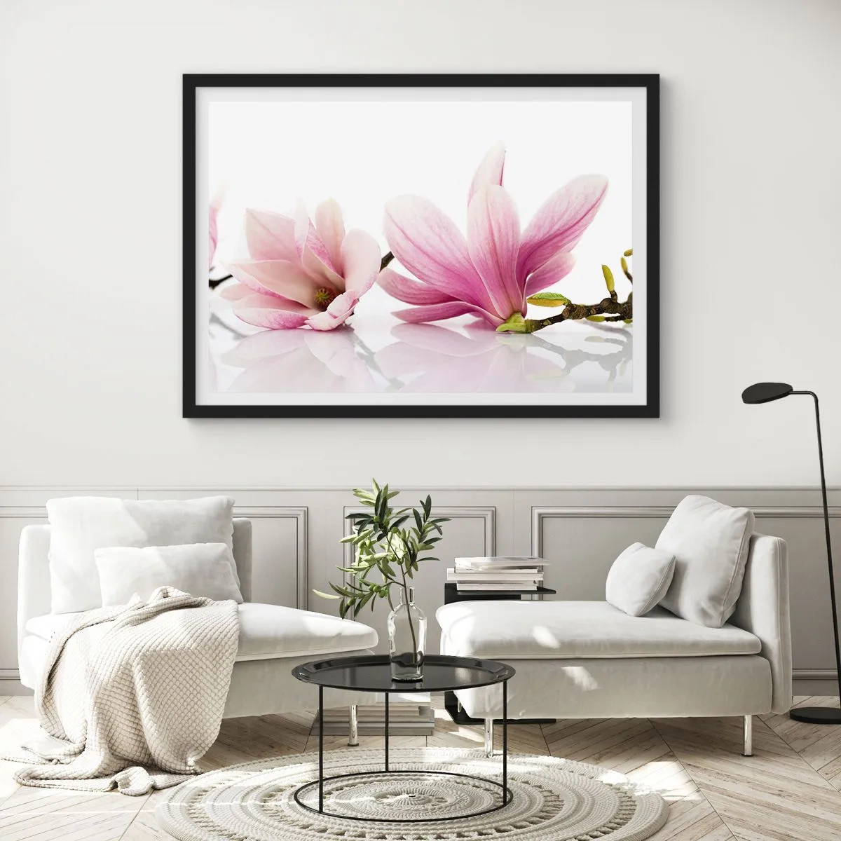 Poster in een zwarte lijst - Delicaat als een lentebriesje - 91x61 cm