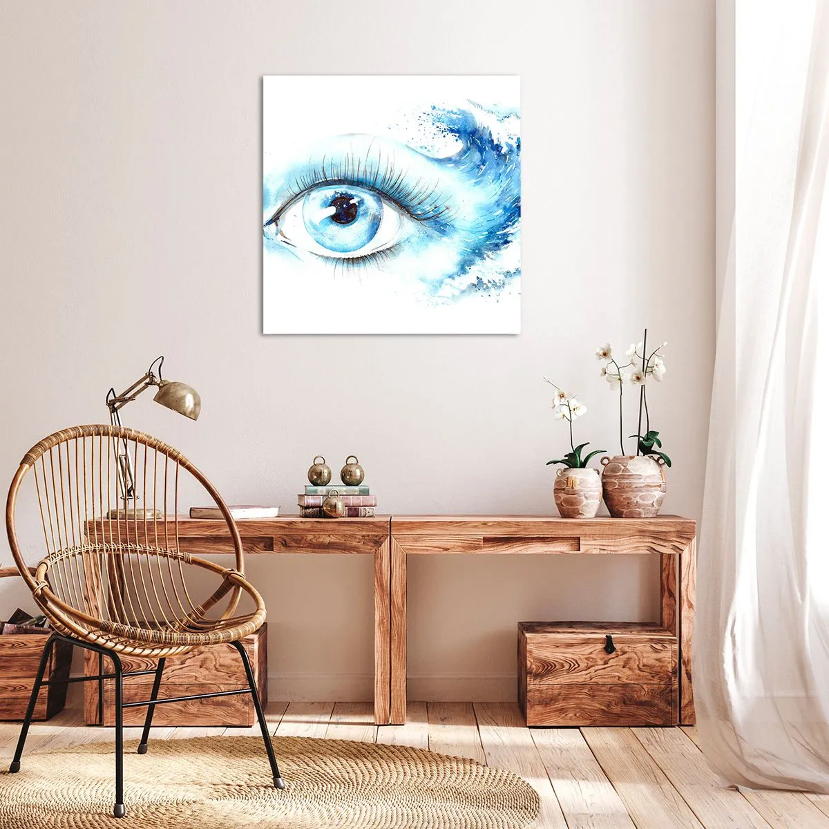 Schilderen op canvas - Dompel jezelf onder in het blauw van de blik - 30x30 cm