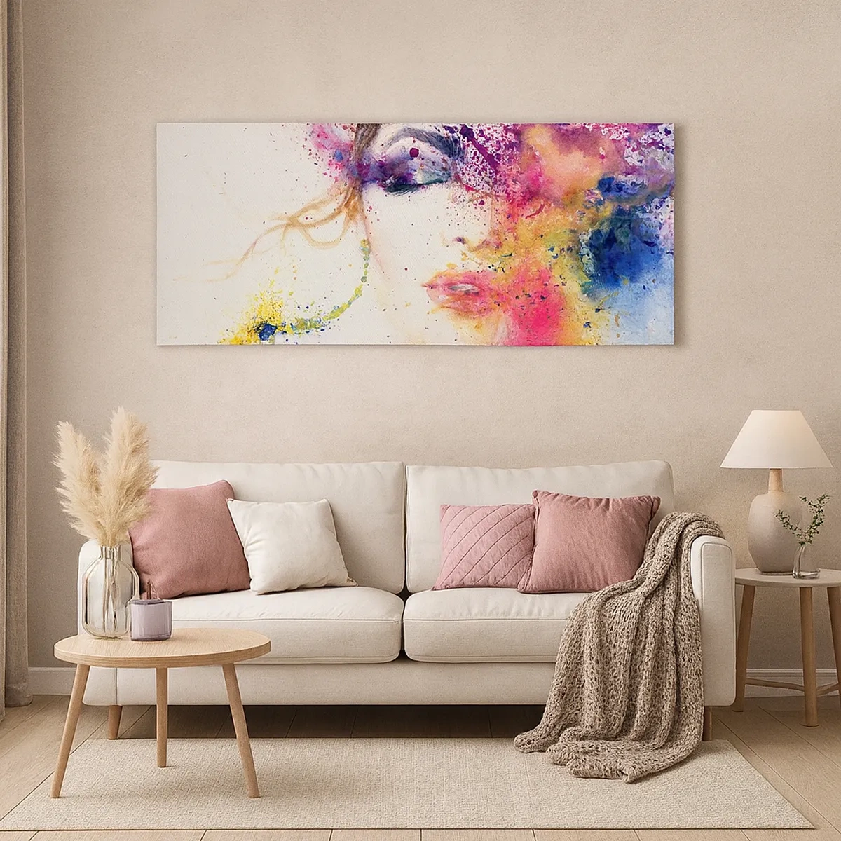 Schilderen op canvas - Regenboogduizeligheid - 30x30 cm