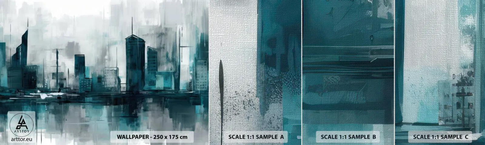 Fotobehang Monster Premium Canvas - Een stad in de kleur van regen - Stad, Architectuur, Deel - 100x30 cm