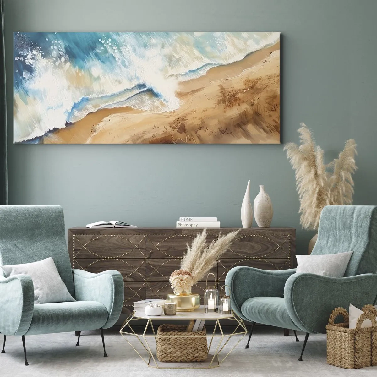 Schilderen op canvas - De terugkerende golf - 100x40 cm