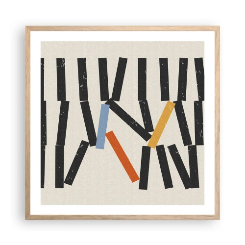 Een poster in een licht eiken lijst - Domino – compositie - 60x60 cm